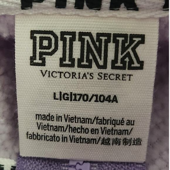 Victoria Secret PINK 1/4 Zip Sherpa Pullover Sweater Women's Sz L Lilac Fluffy - Picture 7 of 8